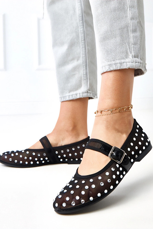 Ballerine nere in rete con cristalli...