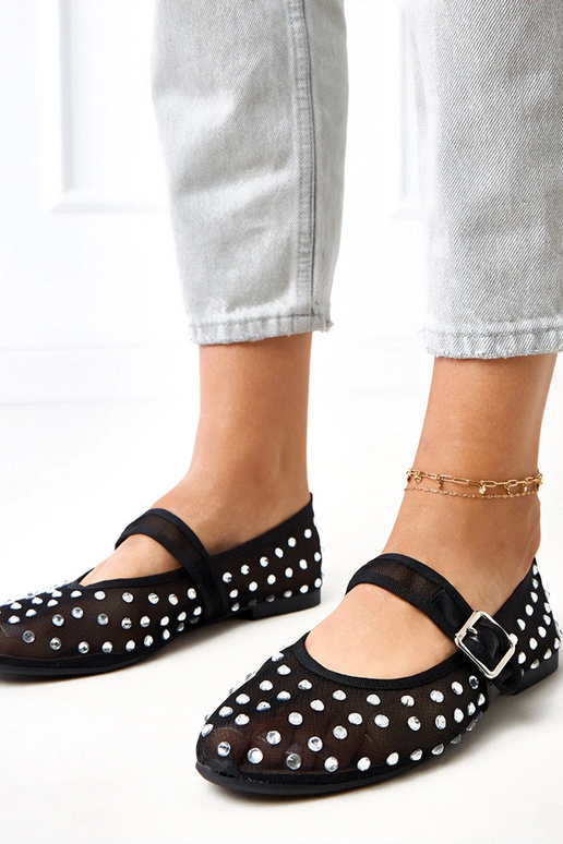 Ballerine nere in rete con cristalli...