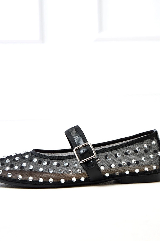 Ballerine nere in rete con cristalli...