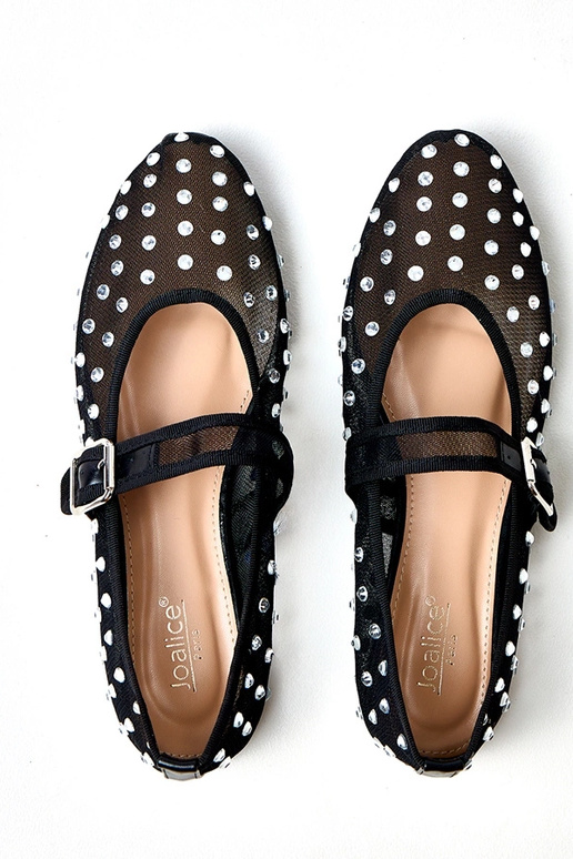 Ballerine nere in rete con cristalli...