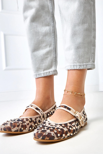 Ballerine in rete a motivo leopardato con cristalli Malmo