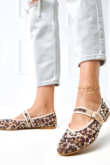 Ballerine in rete a motivo leopardato con cristalli Malmo 2
