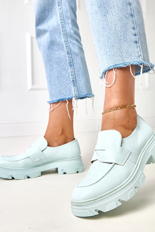 Mocassini blu da donna in pelle...