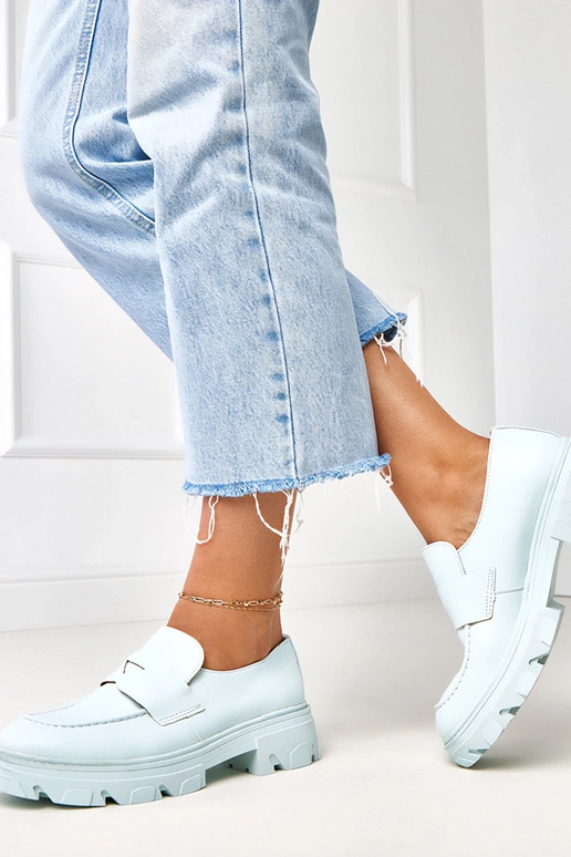 Mocassini blu da donna in pelle...