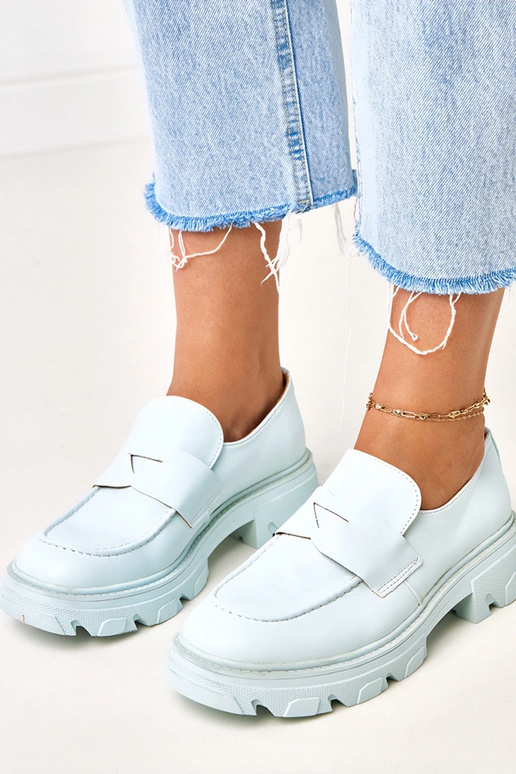 Mocassini blu da donna in pelle...