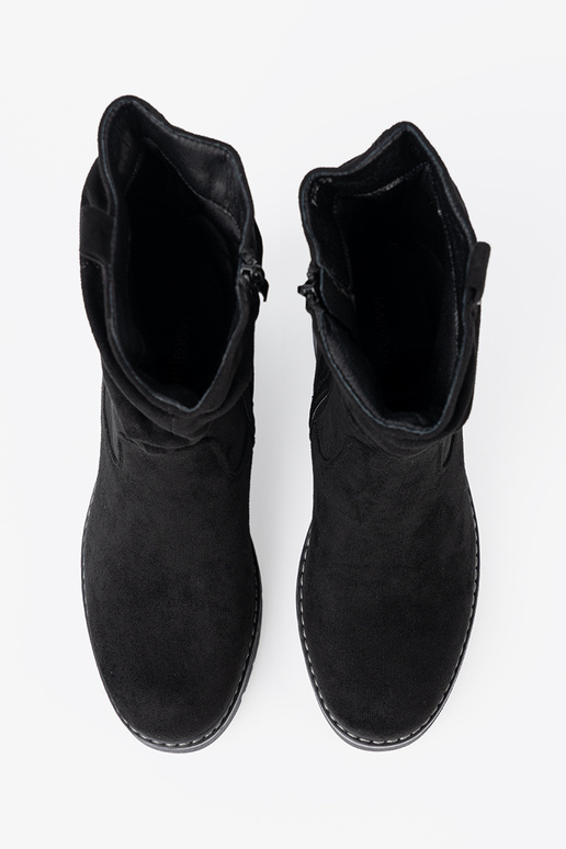 Stivali da donna colore nero z ozdobnym marszczeniem