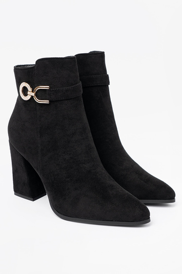 Stile elegante colore nero scarpe z biżuteryjnym akcentem