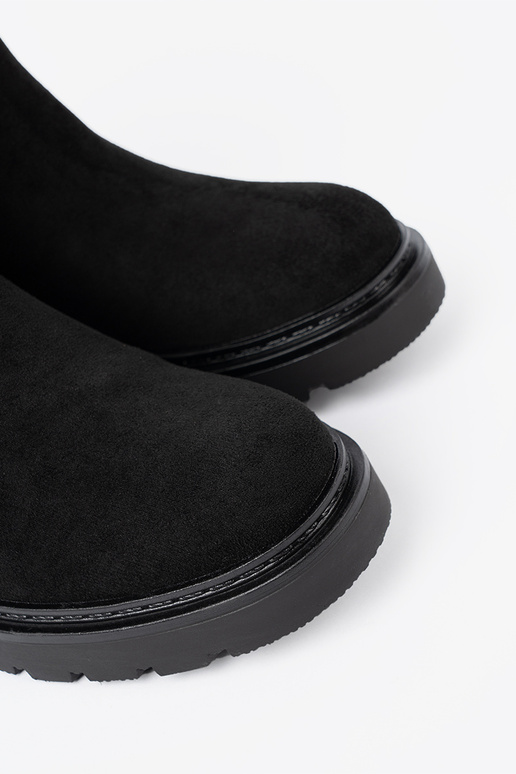 colore nero scarpe su una suola spessa z choleAką alla caviglia colore nero scarpe su una suola spessa z choleAką alla caviglia