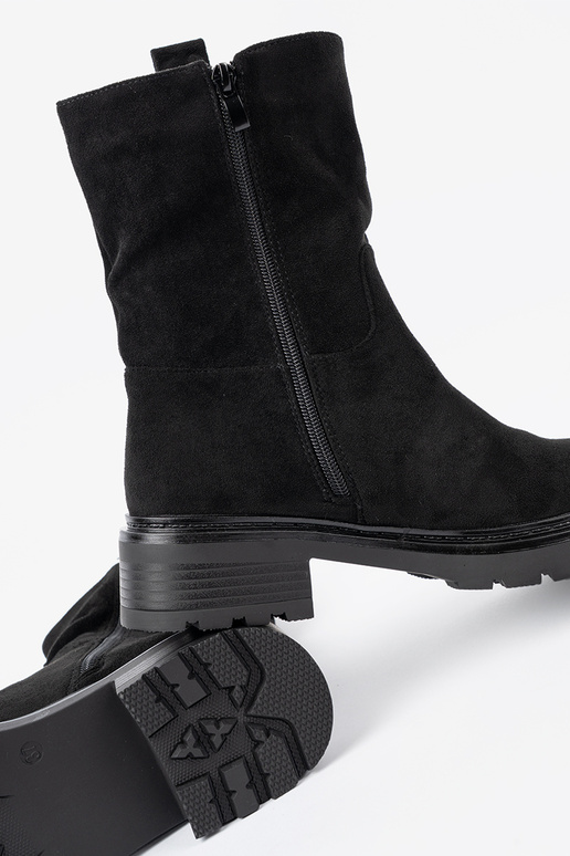 colore nero scarpe su una suola spessa z choleAką alla caviglia colore nero scarpe su una suola spessa z choleAką alla caviglia