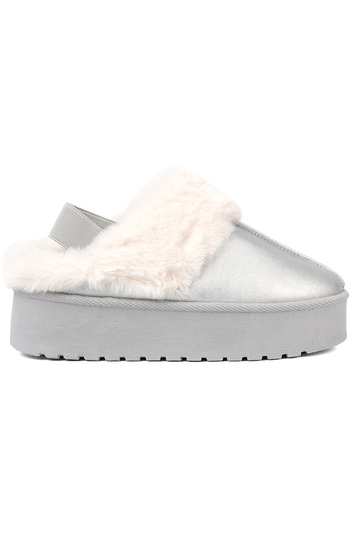 color argento Stivali da neve con una pelliccia i platformą 2