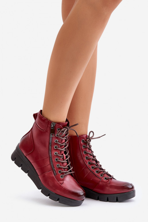  riscaldamento Stivali da donna con una piattaforma I Koturnie Borgogna Savindria