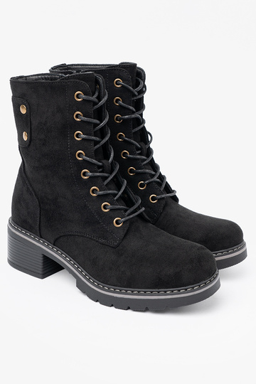 colore nero allacciato stivali da equitazione alti z grubą podeszAą