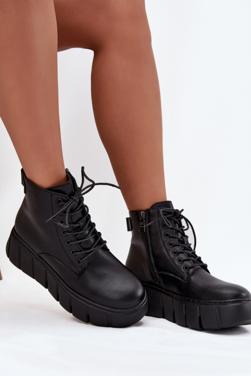 Pelle riscaldamento Stivali da donna con una piattaforma Vinceza 66803 colore nero Pelle riscaldamento Stivali da donna con una piattaforma Vinceza 66803 colore nero