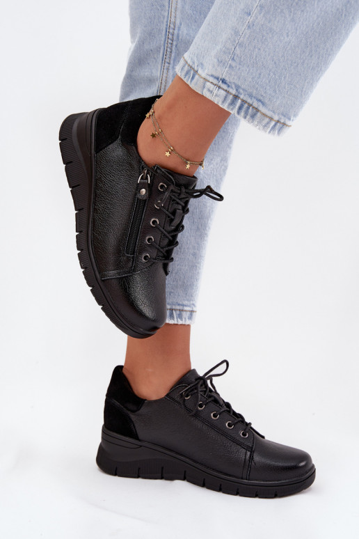 Pelle scarpe Femminile Su un cuneo Vinceza 39964 colore nero Pelle scarpe Femminile Su un cuneo Vinceza 39964 colore nero