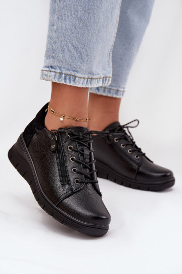 Pelle scarpe Femminile Su un cuneo Vinceza 39964 colore nero 2