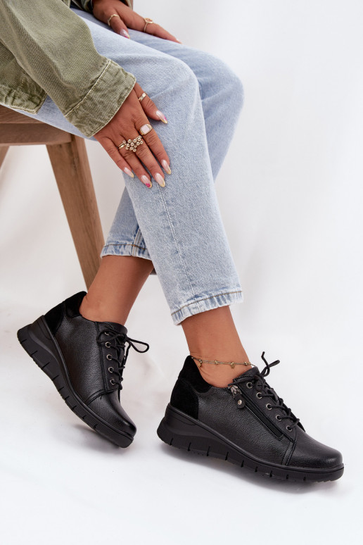 Pelle scarpe Femminile Su un cuneo Vinceza 39964 colore nero Pelle scarpe Femminile Su un cuneo Vinceza 39964 colore nero