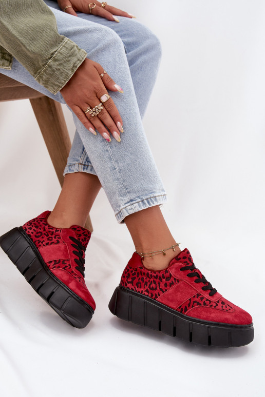 dalla pelle scamosciata riscaldamento Scarpe modello sneakers Femminile con una piattaforma Vinceza 66841 con motivi di pellicci