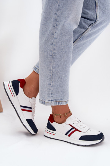 scarpe da ginnastica Pelle Femminile Bianco-blu scuro Lorvessa