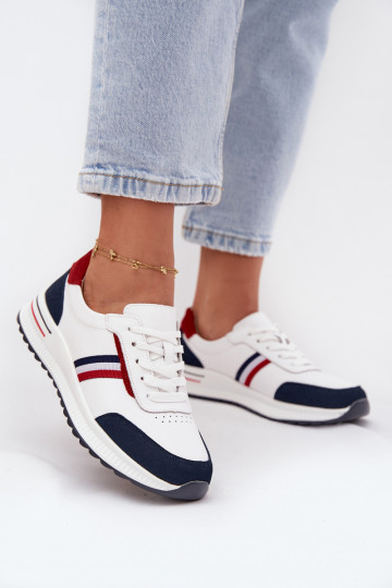 scarpe da ginnastica Pelle Femminile Bianco-blu scuro Lorvessa 2