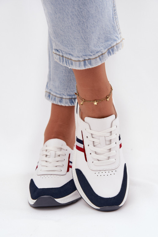 scarpe da ginnastica Pelle Femminile Bianco-blu scuro Lorvessa