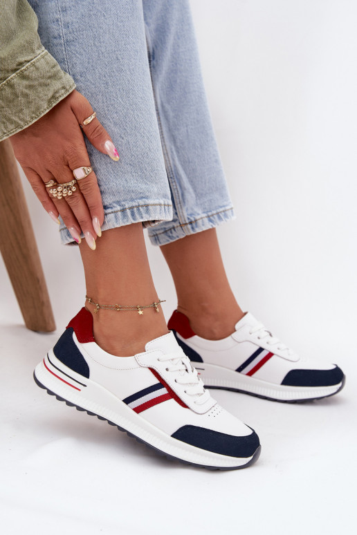 scarpe da ginnastica Pelle Femminile Bianco-blu scuro Lorvessa