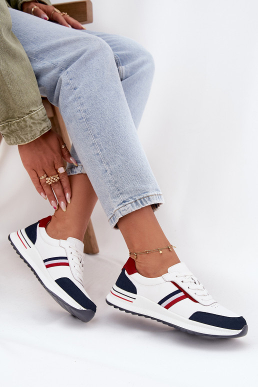 scarpe da ginnastica Pelle Femminile Bianco-blu scuro Lorvessa