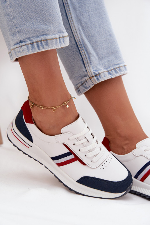 scarpe da ginnastica Pelle Femminile Bianco-blu scuro Lorvessa