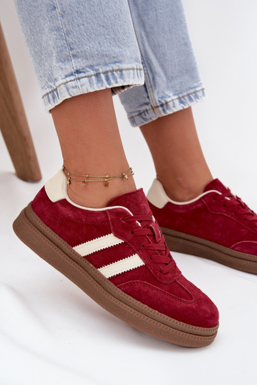 Scarpe modello sneakers Femminile dalla pelle scamosciata con una piattaforma Borgogna Sylviona