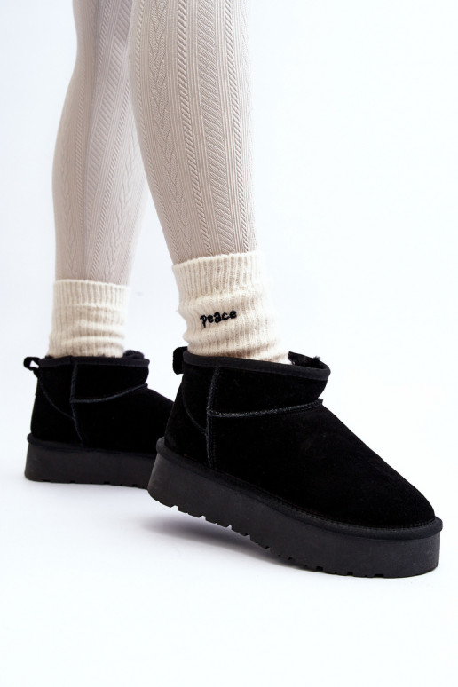 Alla moda dalla pelle scamosciata Basso Stivali da neve colore nero Nucca Alla moda dalla pelle scamosciata Basso Stivali da neve colore nero Nucca