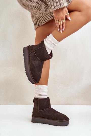 Pelle dalla pelle scamosciata Stivali da neve con una piattaforma A causa di Kubo colore marrone Rianaella 2