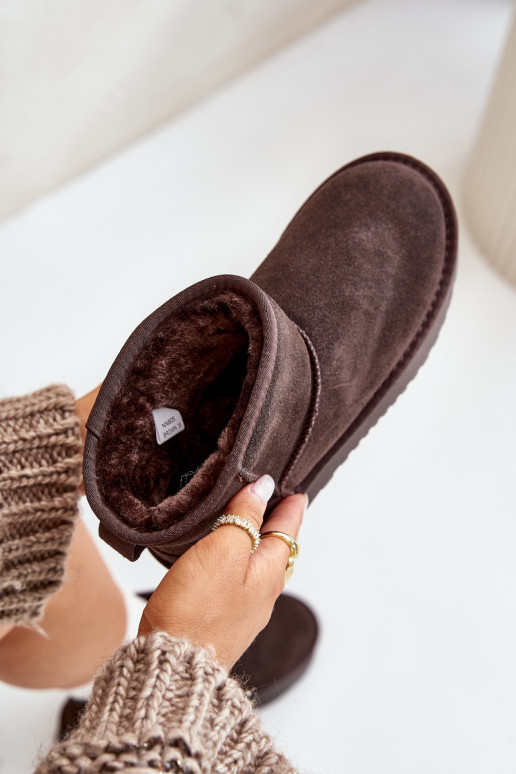 Pelle dalla pelle scamosciata Stivali da neve con una piattaforma A causa di Kubo colore marrone Rianaella