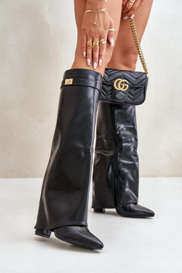 stivali da donna Eko PelleINyAiniętą CholeAką con i tacchi colore nero Avamora 2