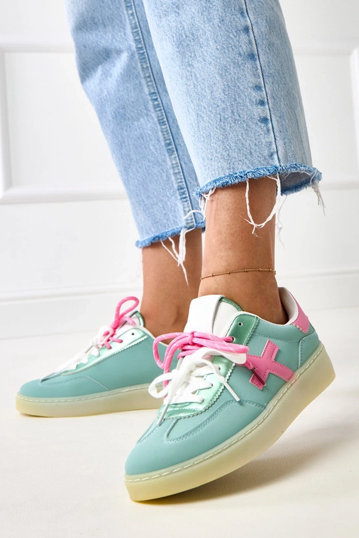 Sneakers turchesi con piattaforma e...