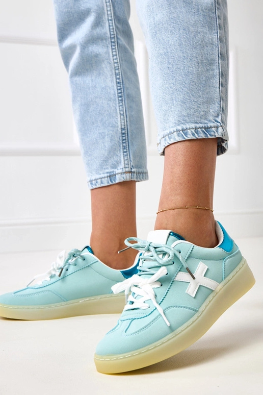 Sneakers blu con piattaforma e...