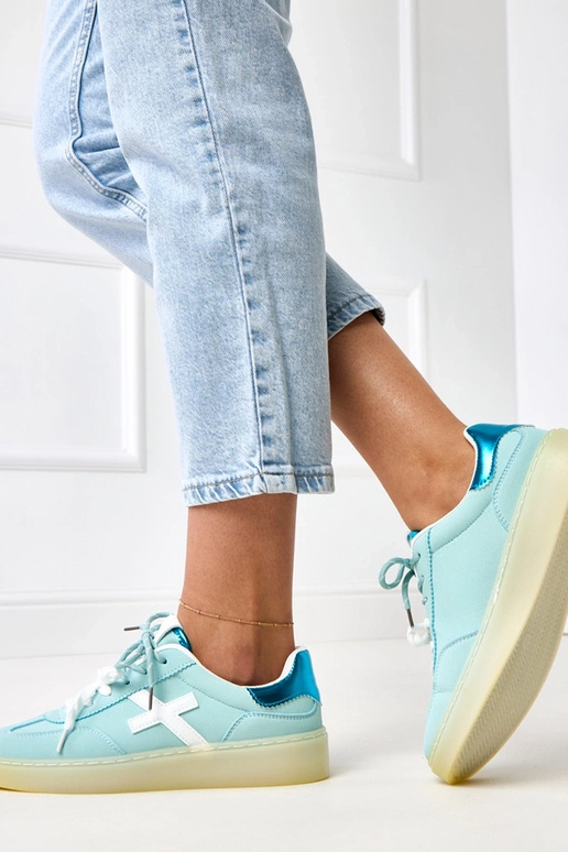 Sneakers blu con piattaforma e...