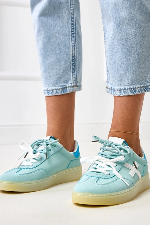 Sneakers blu con piattaforma e...