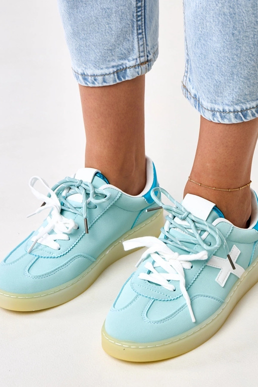 Sneakers blu con piattaforma e...