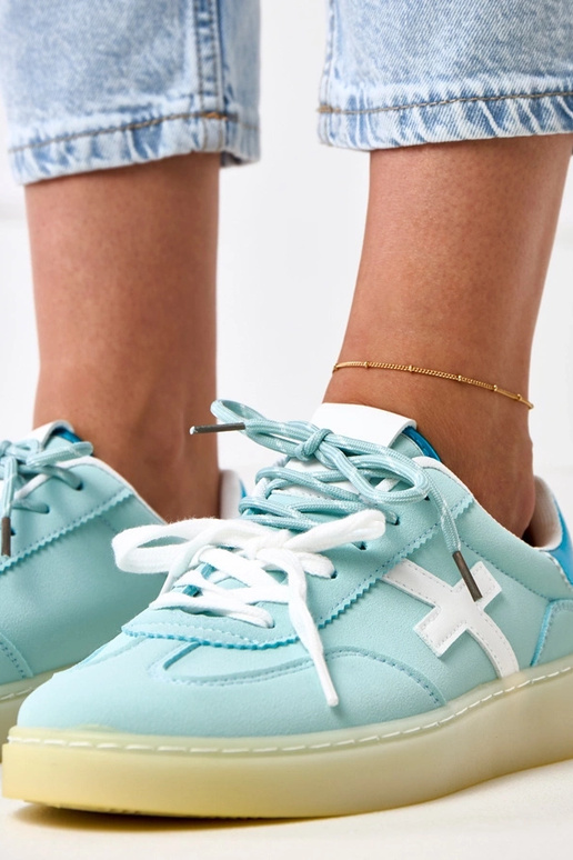 Sneakers blu con piattaforma e...