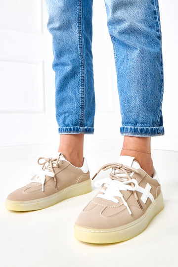 Sneakers marroni con piattaforma e inserti bianchi Eriksen