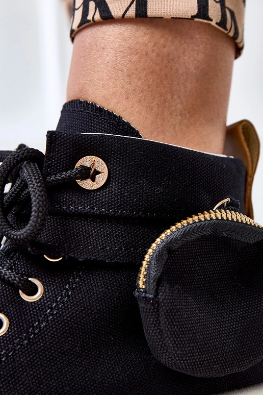 Sneakers alte nere con piattaforma e...