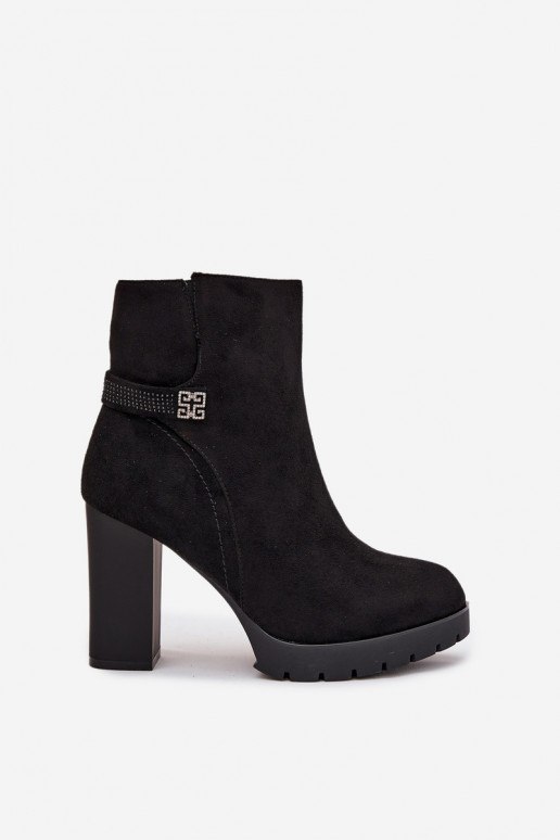 riscaldamento Stivali da donna con tacchi decorati colore nero Zayna riscaldamento Stivali da donna con tacchi decorati colore nero Zayna