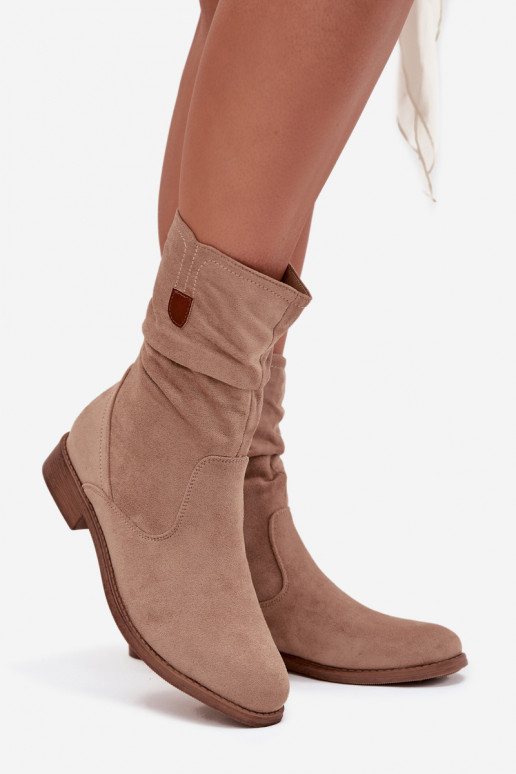 riscaldamento Stivali da donna Con top arricciato con tacchi larghi beige Krisia riscaldamento Stivali da donna Con top arricciato con tacchi larghi beige Krisia