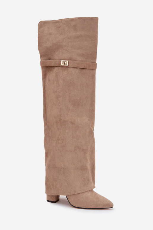 riscaldamento stivaliINyAiniętą CholeAką sopra il ginocchio Obcas Słupek beige Serelle