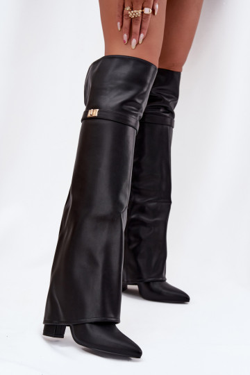 riscaldamento stivaliINyAiniętą CholeAką sopra il ginocchio Obcas Słupek colore nero Serelle 2