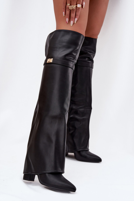 riscaldamento stivaliINyAiniętą CholeAką sopra il ginocchio Obcas Słupek colore nero Serelle