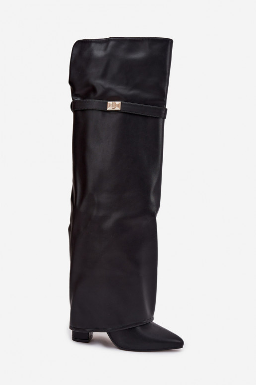 riscaldamento stivaliINyAiniętą CholeAką sopra il ginocchio Obcas Słupek colore nero Serelle