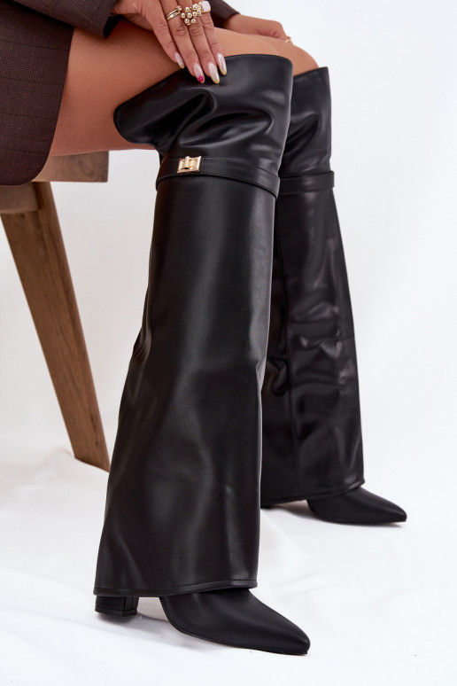 riscaldamento stivaliINyAiniętą CholeAką sopra il ginocchio Obcas Słupek colore nero Serelle