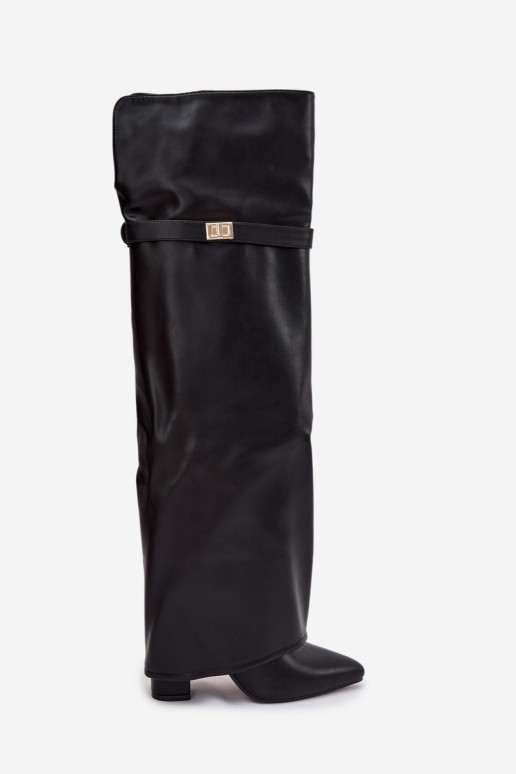 riscaldamento stivaliINyAiniętą CholeAką sopra il ginocchio Obcas Słupek colore nero Serelle