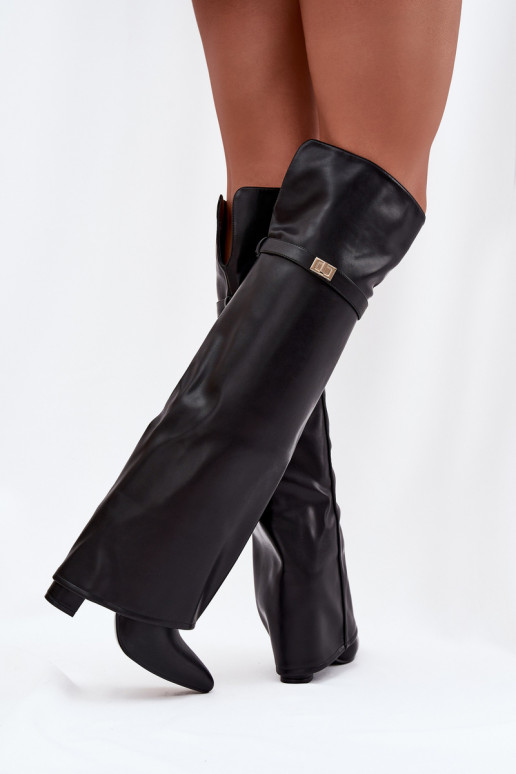 riscaldamento stivaliINyAiniętą CholeAką sopra il ginocchio Obcas Słupek colore nero Serelle