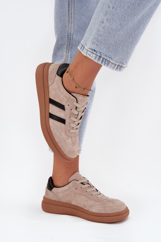 dalla pelle scamosciata Scarpe modello sneakers Femminile con una piattaforma beige Elivienne